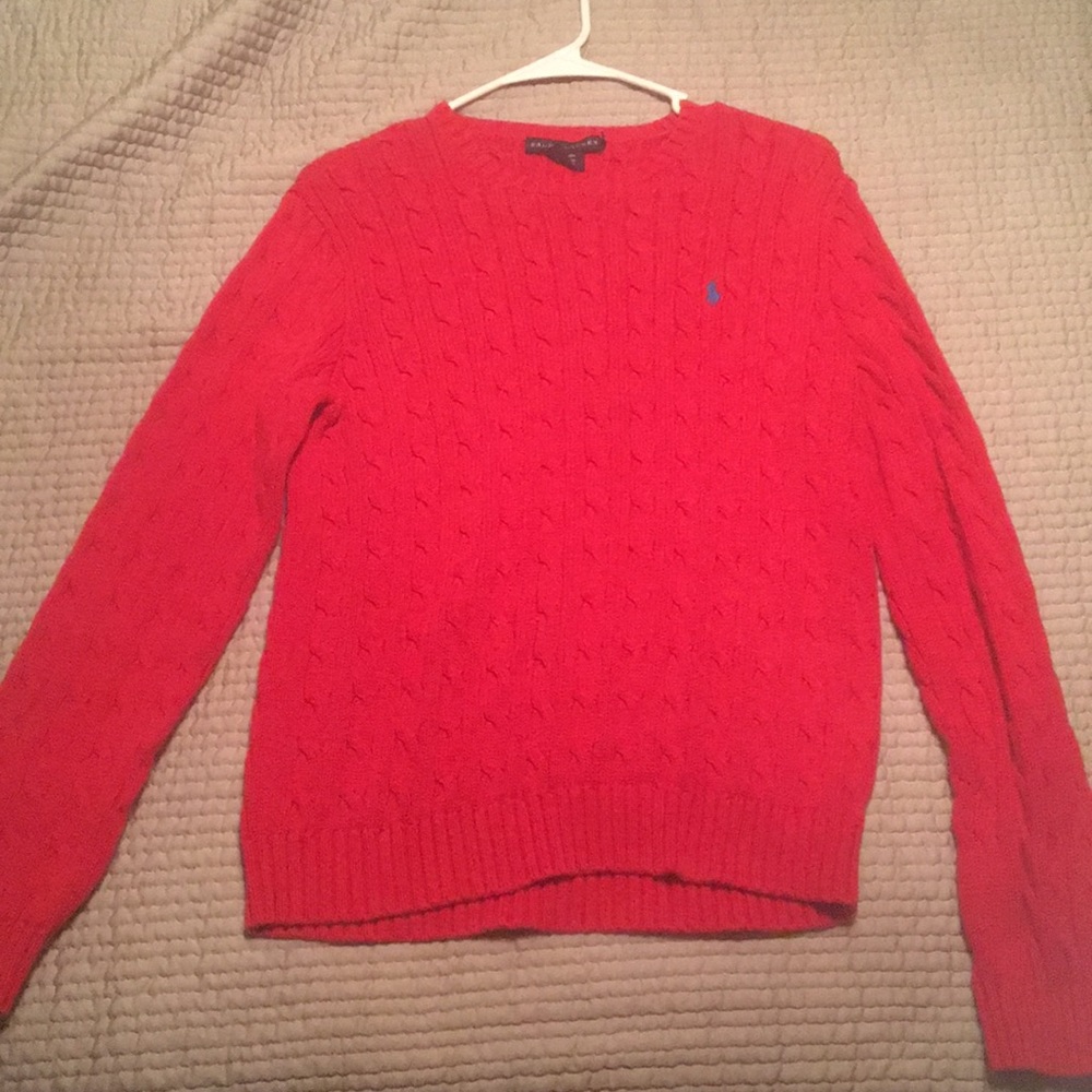 Ralph Lauren Red Knit Sweater - Picture 1 of 6